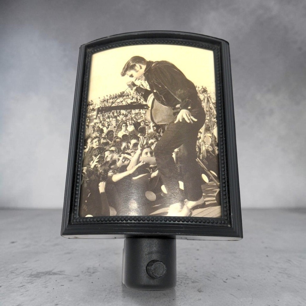 VTG 90s Elvis Presley Concert Photo Frame Night Light Plug In Black Decor 1990s